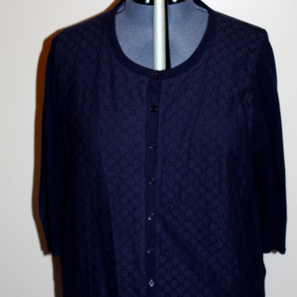 Talbots circle pattern navy cardigan - Sz 2x - Picture 1 of 6